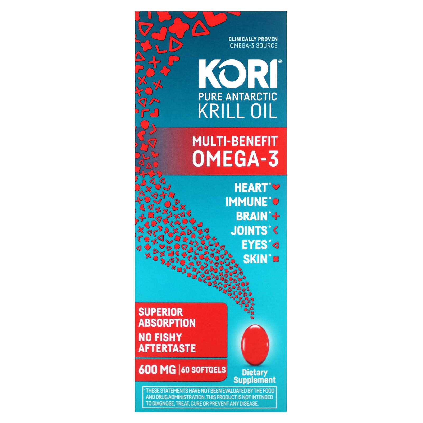 Kori, Pure Atlantic Krill Oil, Multi-Benefit Omega-3, 60 Softgels (600 mg per Softgel)