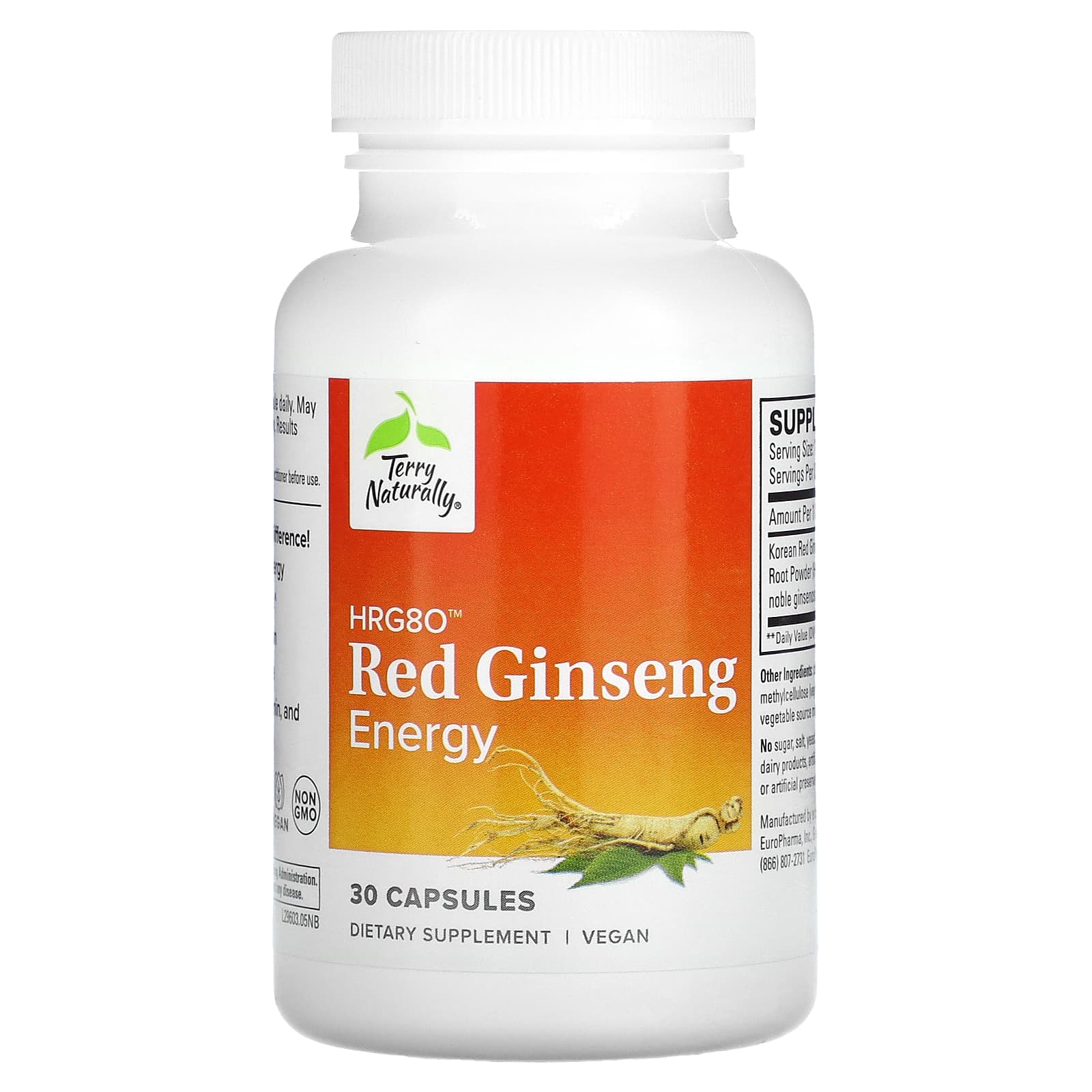 Terry Naturally, HRG80 Red Ginseng Energy, 30 Capsules (200 mg per Capsule)