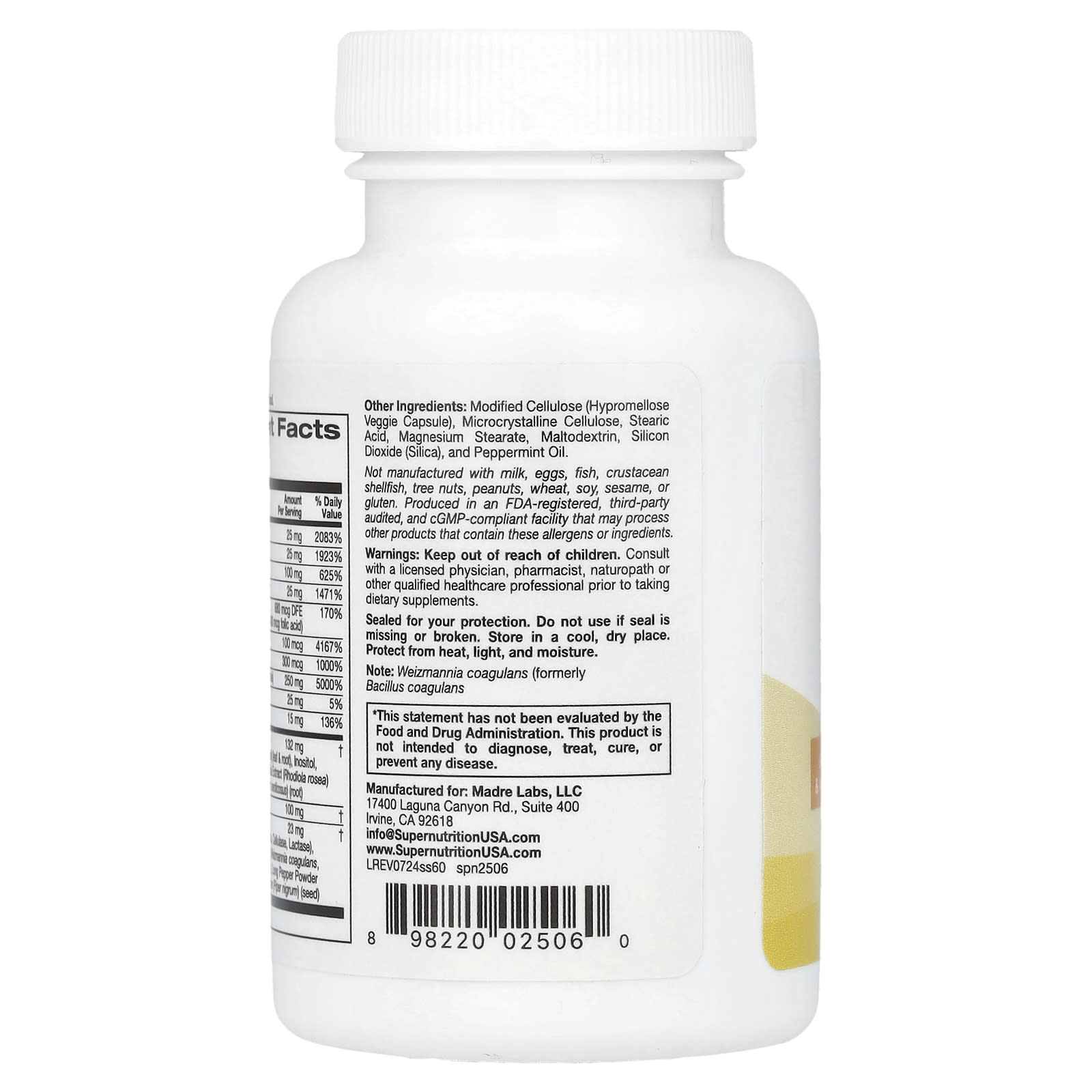 Super Nutrition, Stress Support with L-Theanine, Ashwagandha, Botanical Blend, and Enzymes, 60 Veggie Capsules