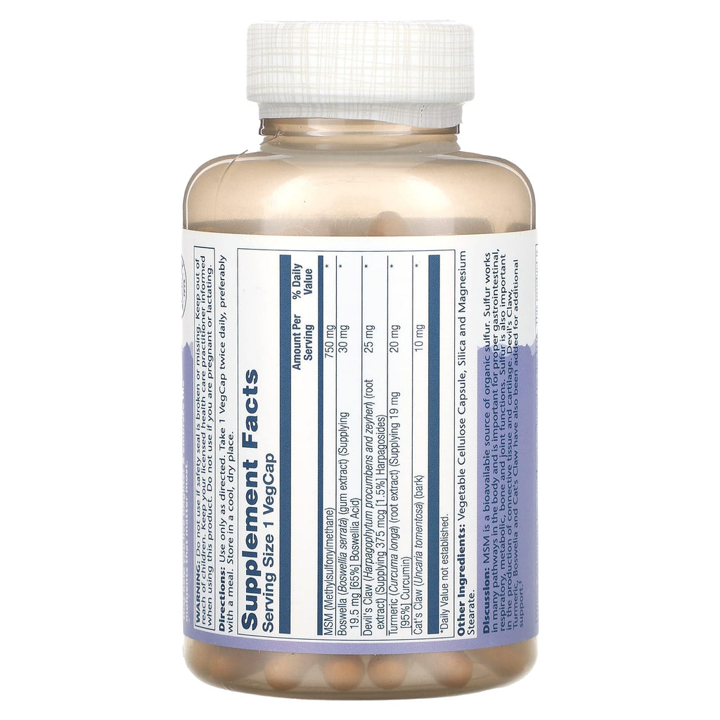 Solaray, MSM with Turmeric, Boswellia & Devil's Claw, 750 mg, 180 VegCaps