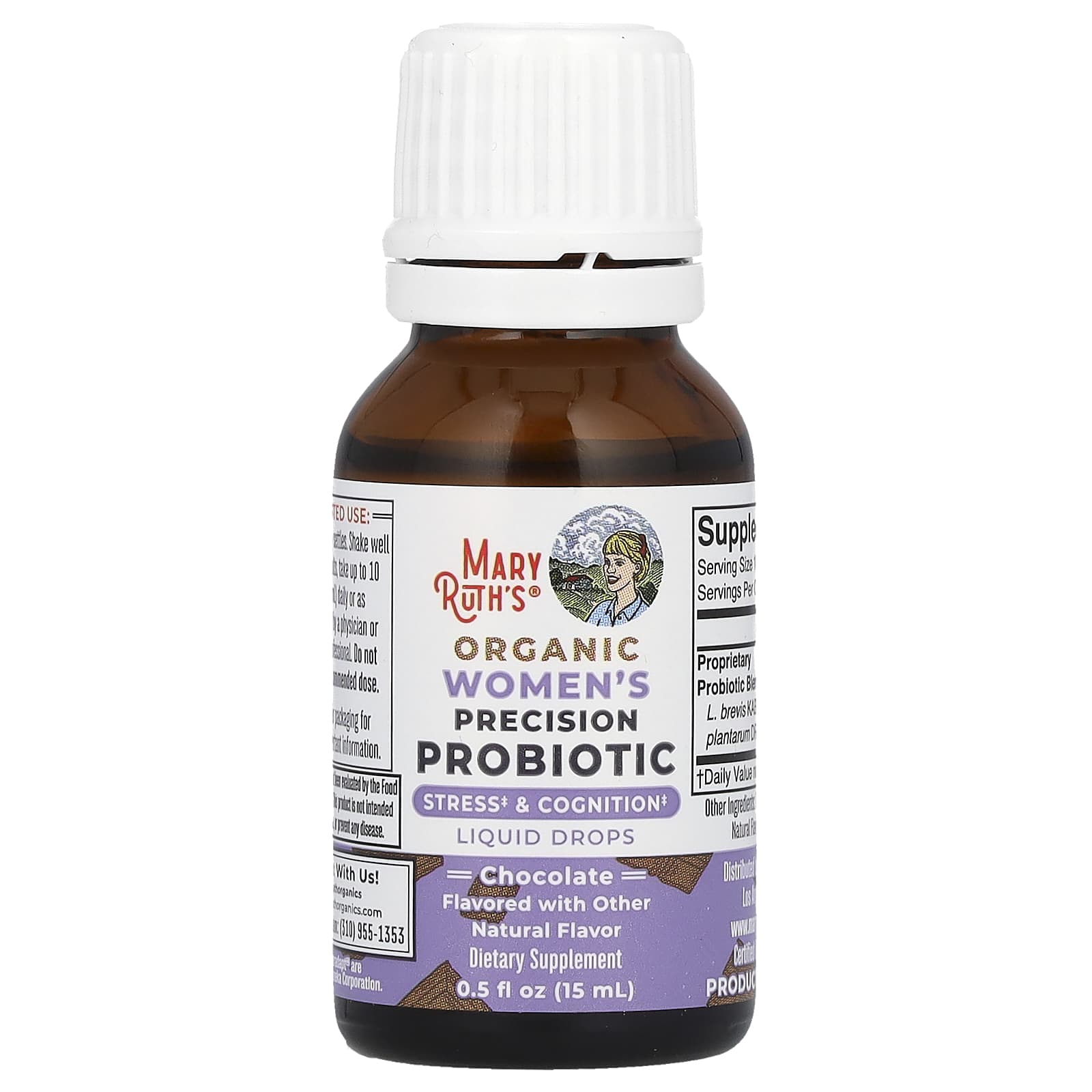 MaryRuth's, Organic Women's Precision Probiotic, Liquid Drops, Chocolate , 1.5 Billion CFU , 0.5 fl oz (15 ml)