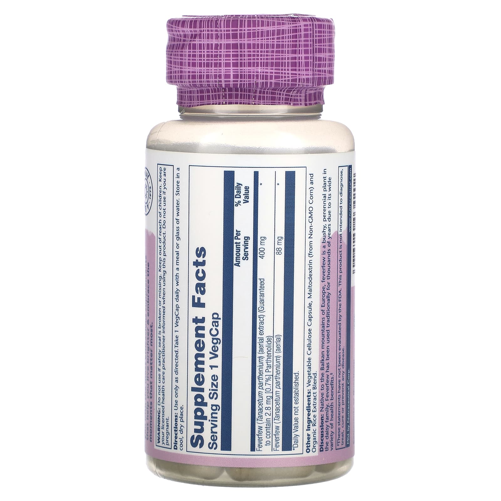 Solaray, Vital Extracts, Feverfew, 60 VegCaps