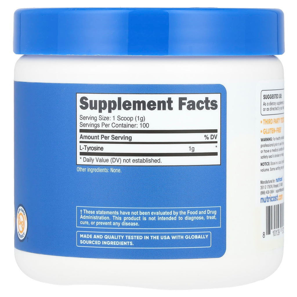 Nutricost, L-Tyrosine, Unflavored, 3.6 oz (102 g)