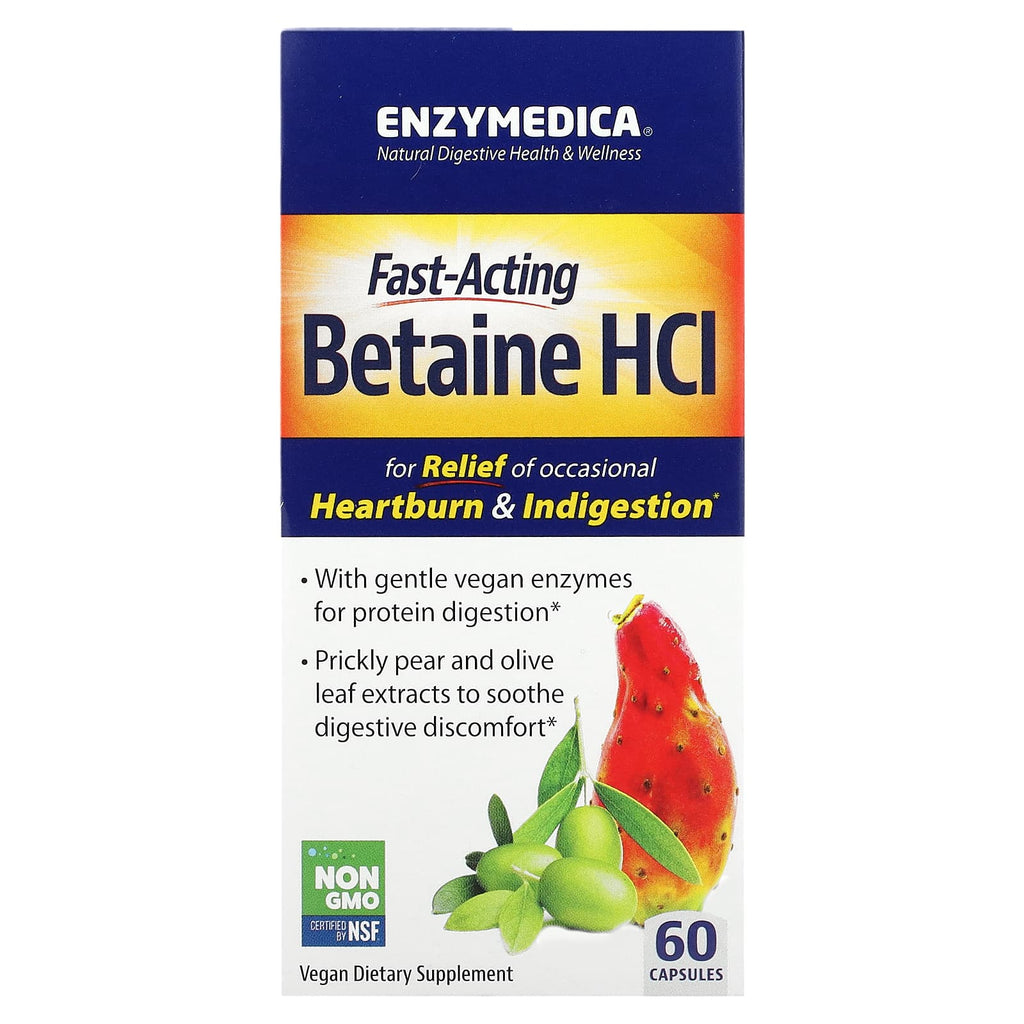 Enzymedica, Fast-Acting Betaine HCl, 60 Capsules
