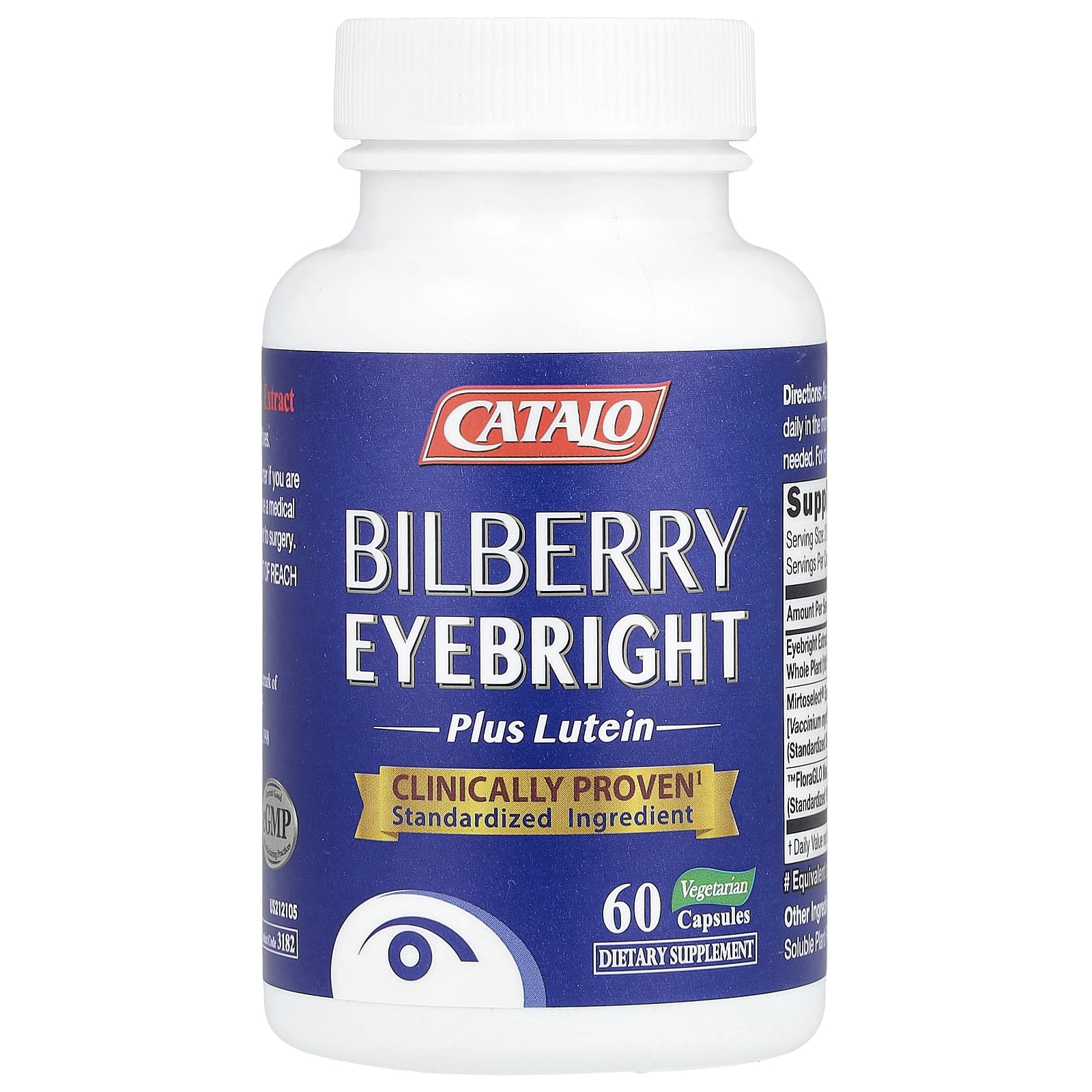 CATALO, Bilberry Eye Bright Plus Lutein, 60 Vegetarian Capsules