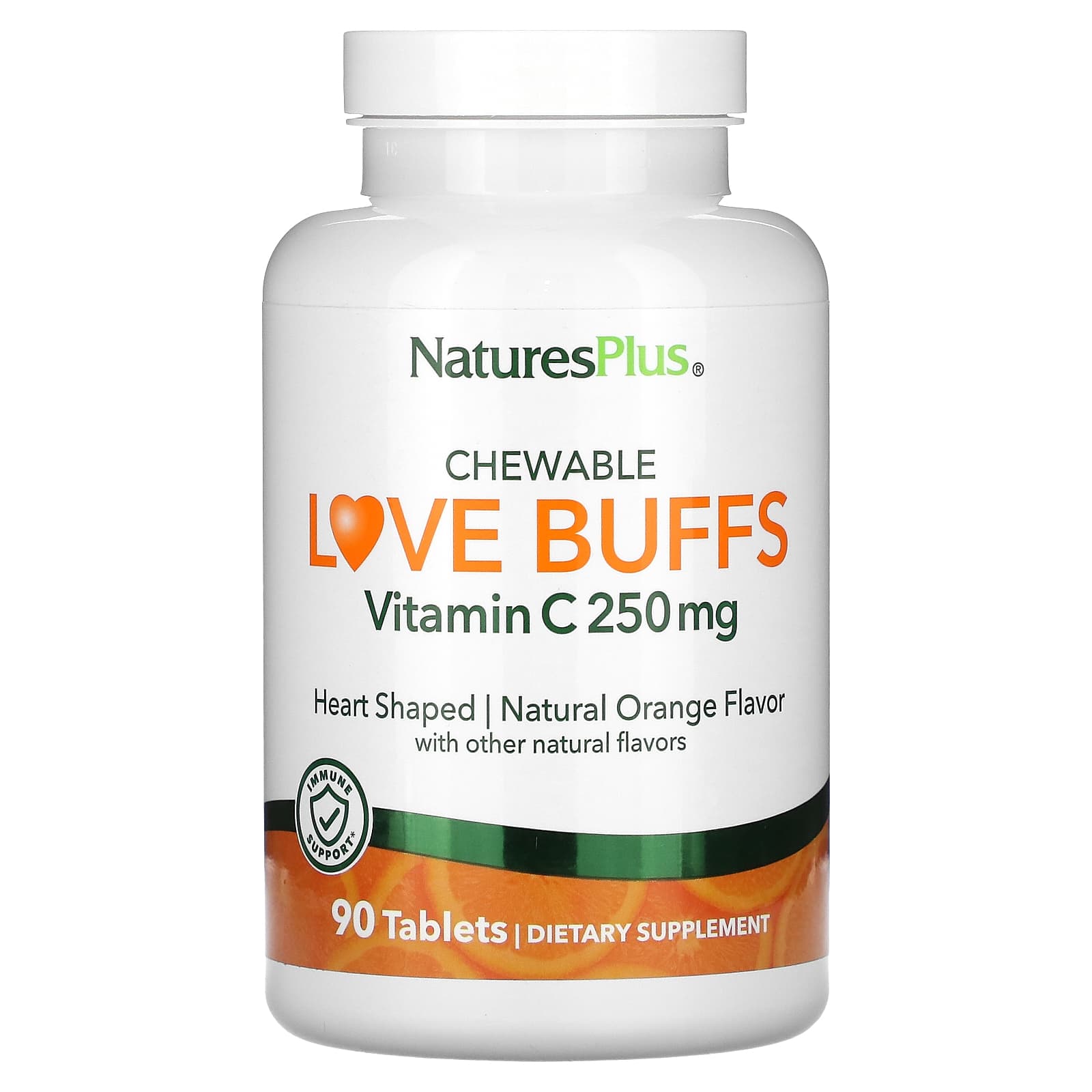 NaturesPlus, Chewable Love Buffs, Vitamin C, Natural Orange , 250 mg, 90 Tablets