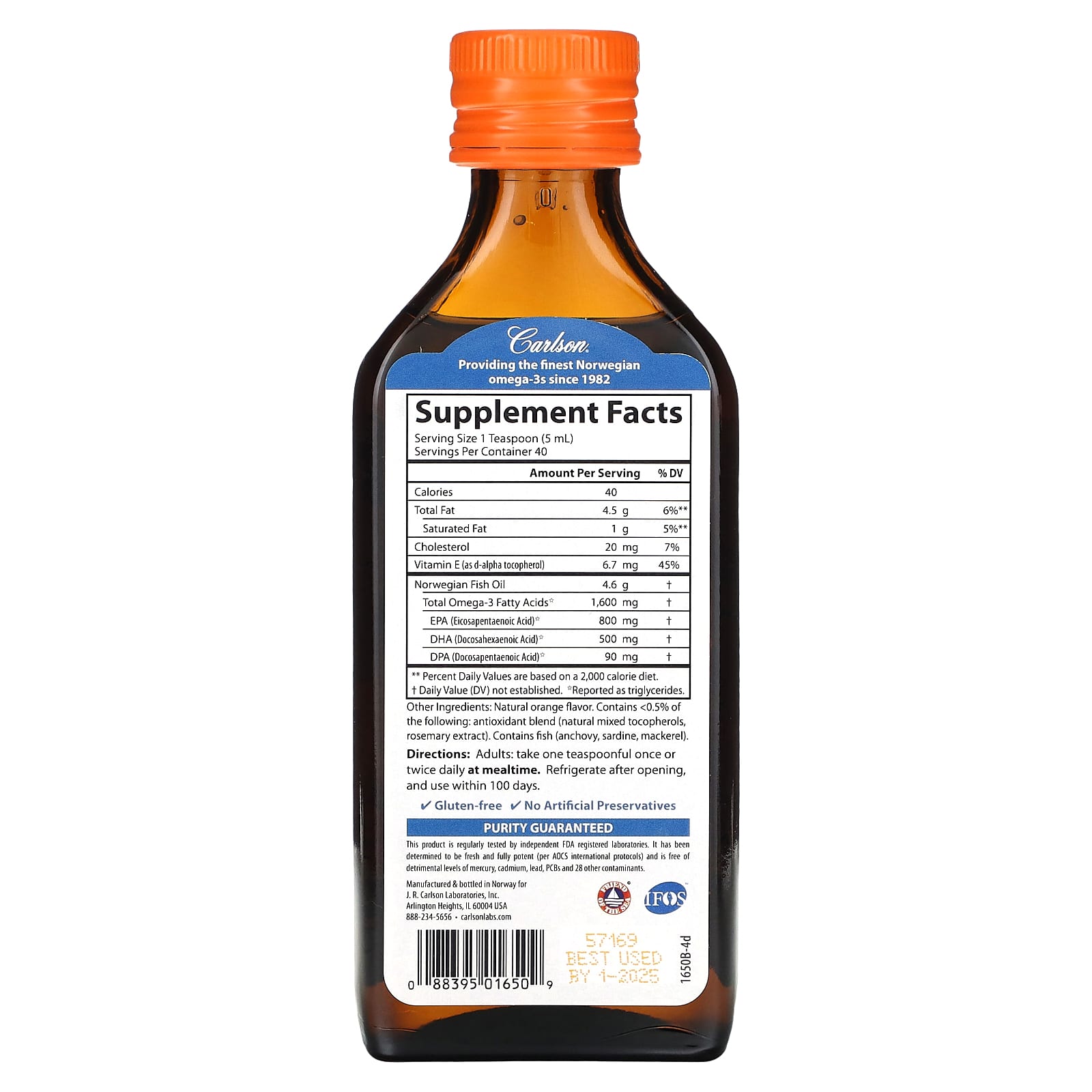 Carlson, Norwegian, The Very Finest Fish Oil, Natural Orange, 6.7 fl oz (200 ml)