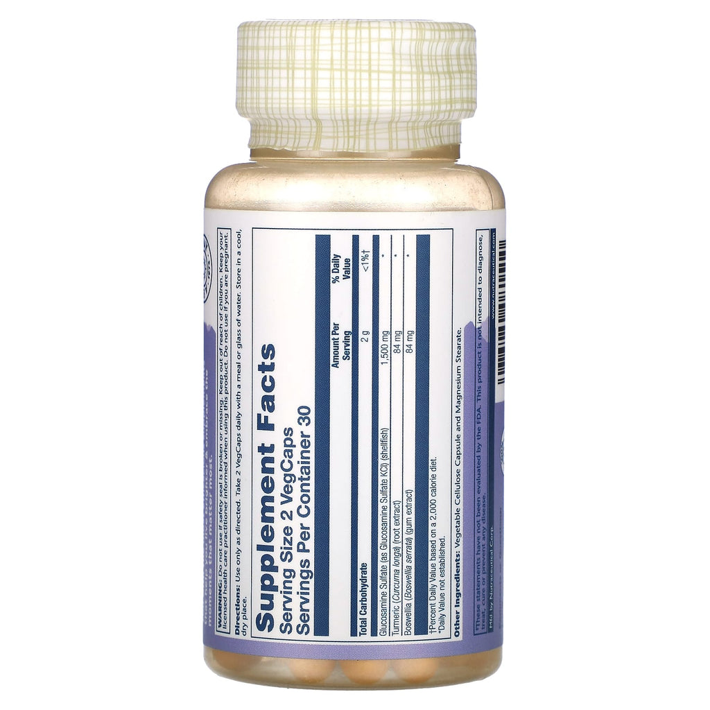 Solaray, Glucosamine Sulfate, with Turmeric & Boswellia, 60 Vegcaps