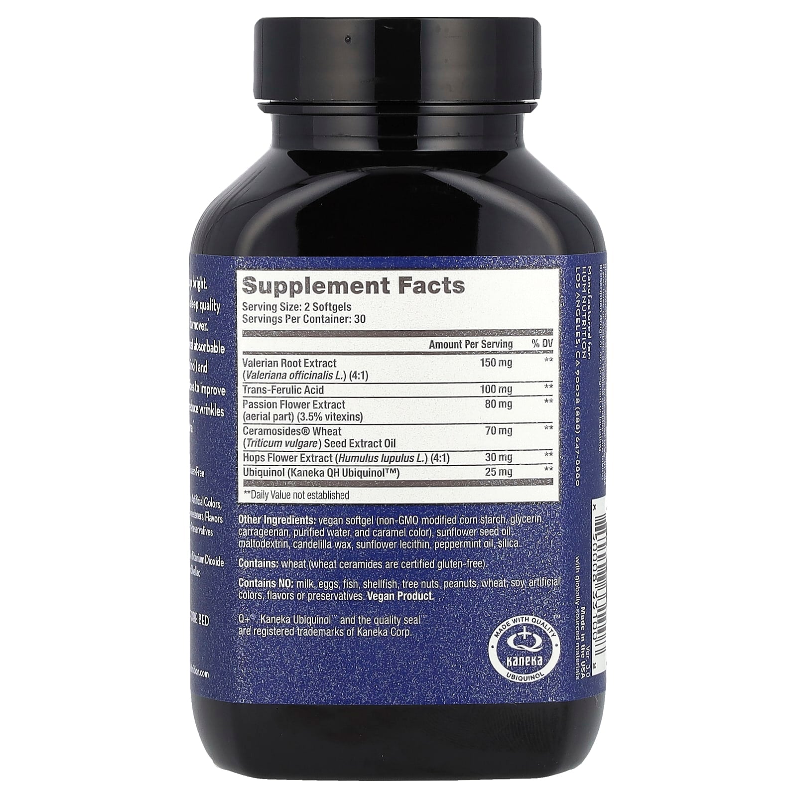HUM Nutrition, Mighty Night™, Ceramides, CoQ10, Ferulic Acid + Valerian Root, 60 Vegan Softgels