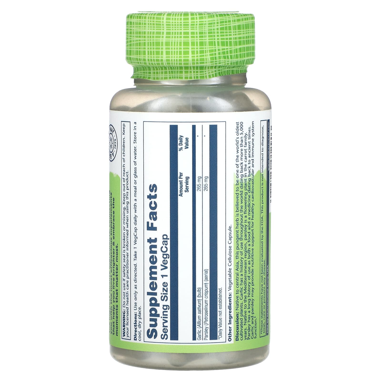 Solaray, True Herbs, Garlic Parsley, 530 mg, 100 VegCaps