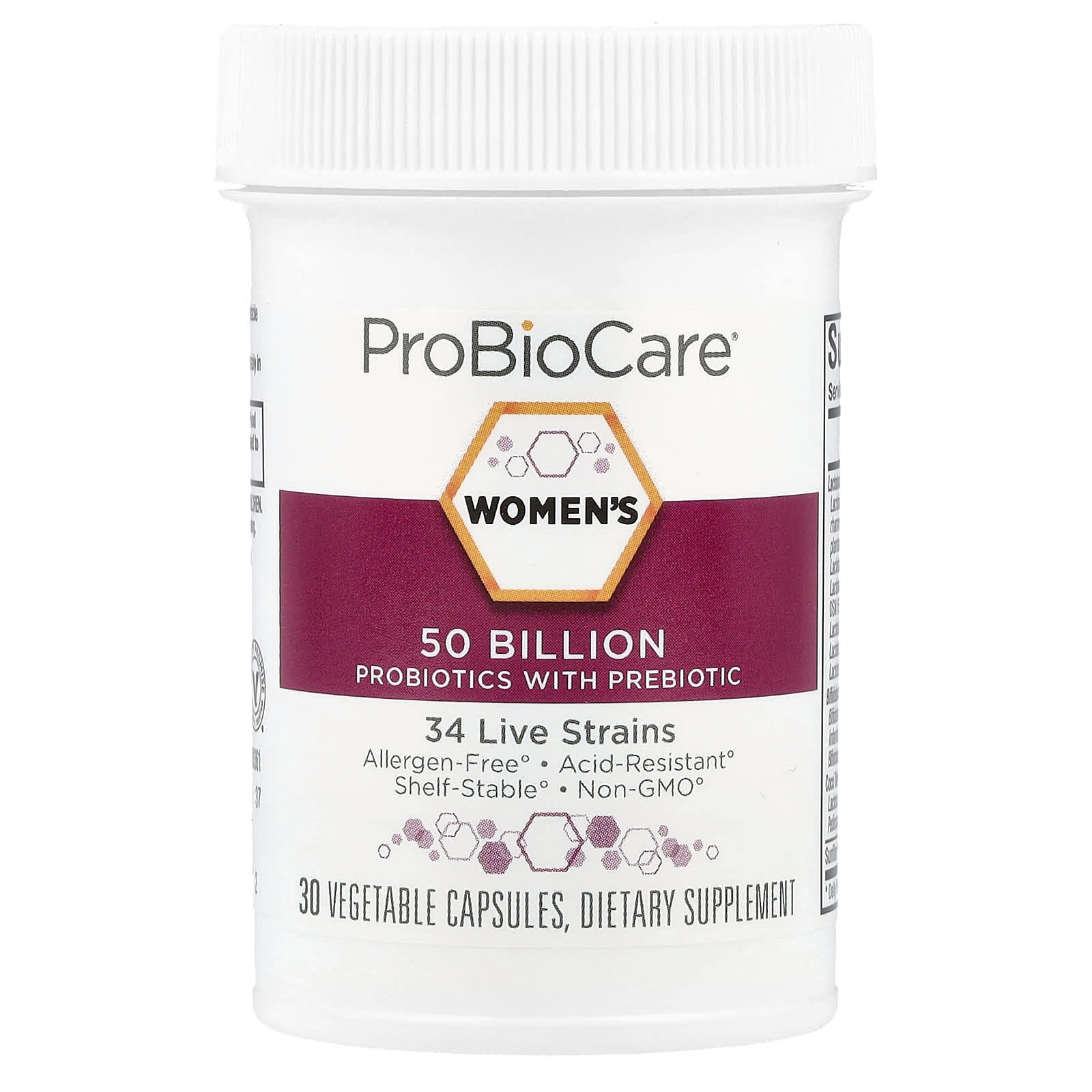 ProBioCare, Women's Probiotics With Prebiotic, 50 Billion, 30 Vegetable Capsules