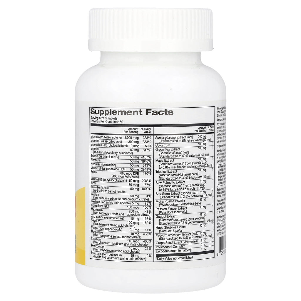 Super Nutrition, Active Men's Multivitamin with Panax Ginseng Extract, Maca, Saw Palmetto, and Tribulus, 180 Tablets