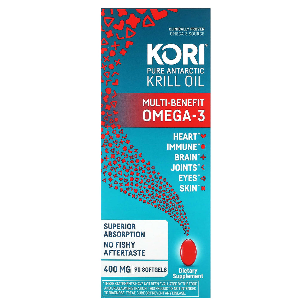 Kori, Pure Antarctic Krill Oil, Multi-Benefit Omega-3, 90 Softgels (400 mg per Softgel)