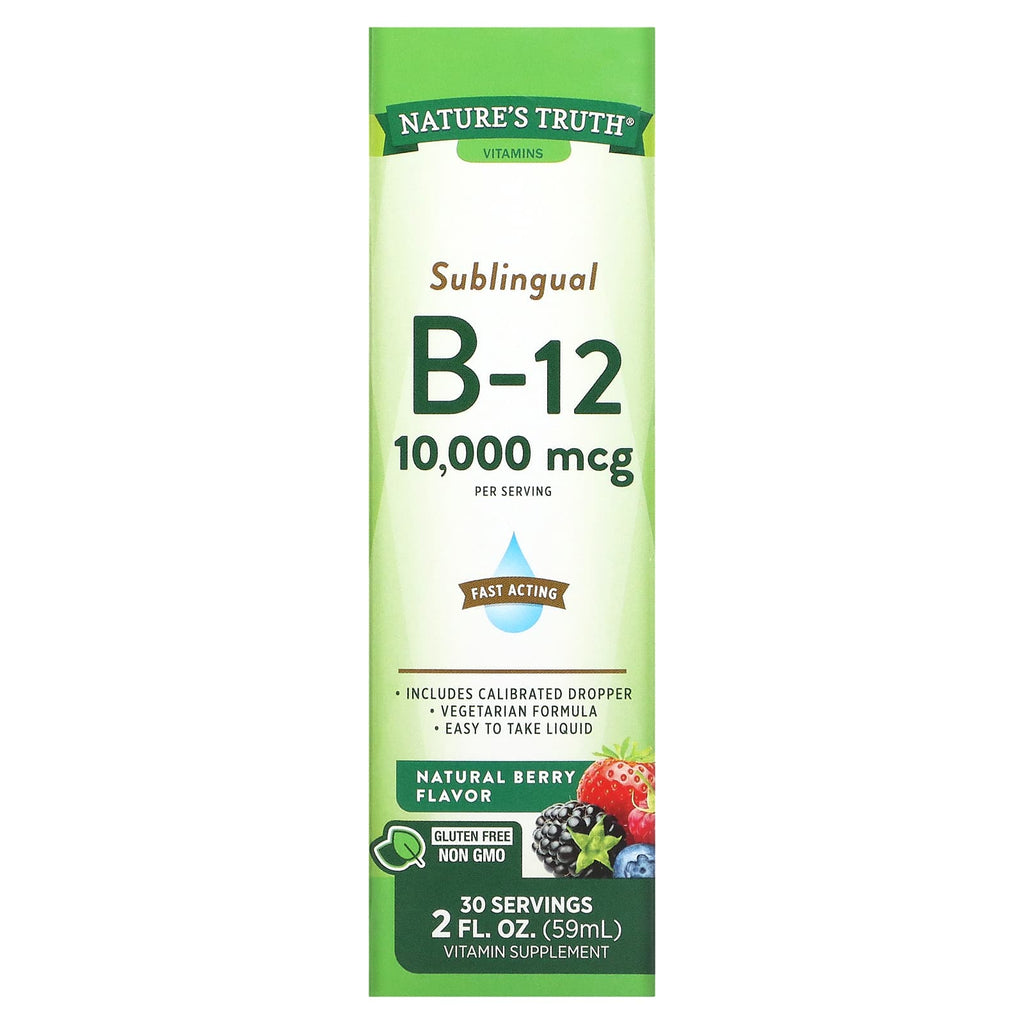 Nature's Truth, Sublingual B-12, Natural Berry, 10,000 mcg, 2 fl oz (59 ml)