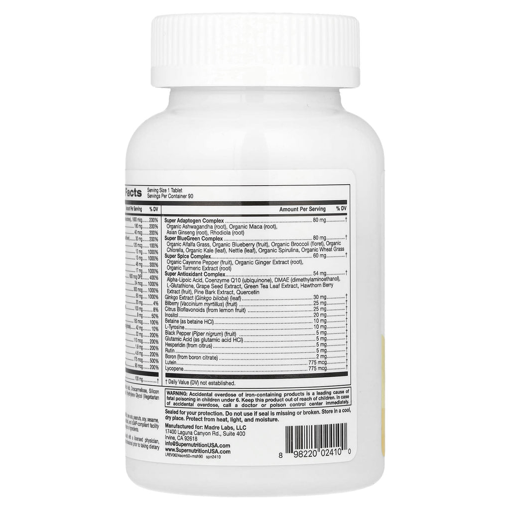 Super Nutrition, Simply One®, Men's 50+ Multivitamin with Super Adaptogens, B12, Greens, Spices & Antioxidants, 90 Tablets