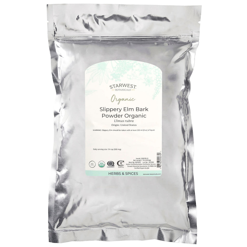 Starwest Botanicals, Organic Slippery Elm Bark Powder, 1 lb (453.6 g)
