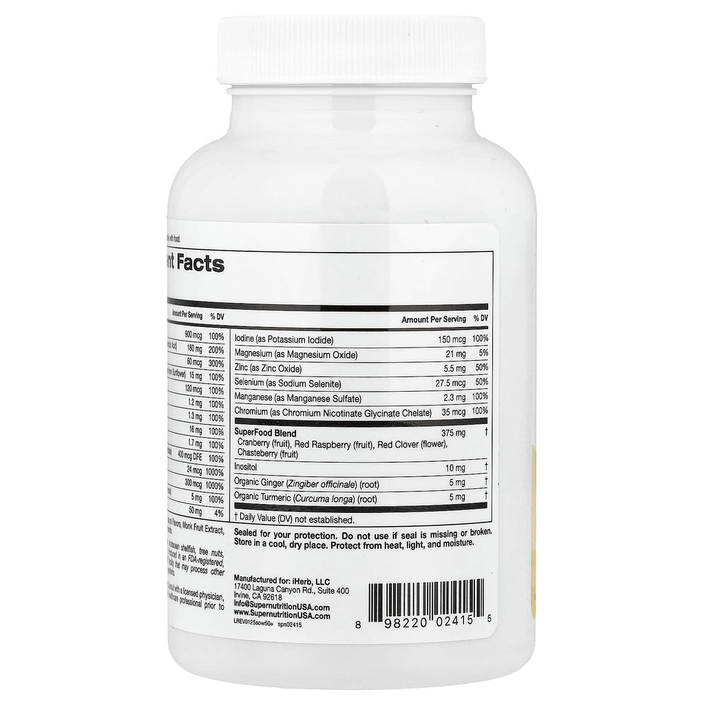 Super Nutrition, Simply One®, 50+ Women Multivitamin + Supporting Herbs, Mixed Berry , 90 Chewable Tablets