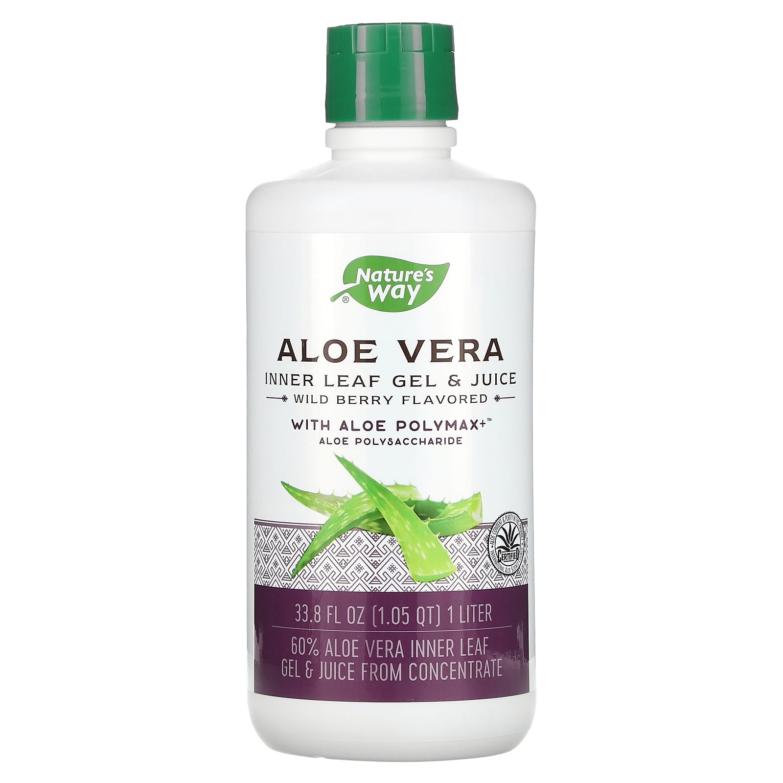 Nature's Way, Aloe Vera, Inner Leaf Gel & Juice with Aloe Polymax, Wild Berry, 33.8 fl oz (1 Liter)