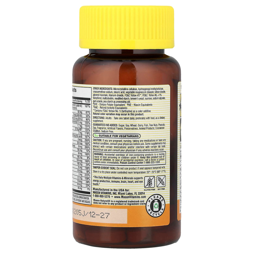 Mason Natural, Daily Multiple Vitamins & Minerals, 60 Tablets