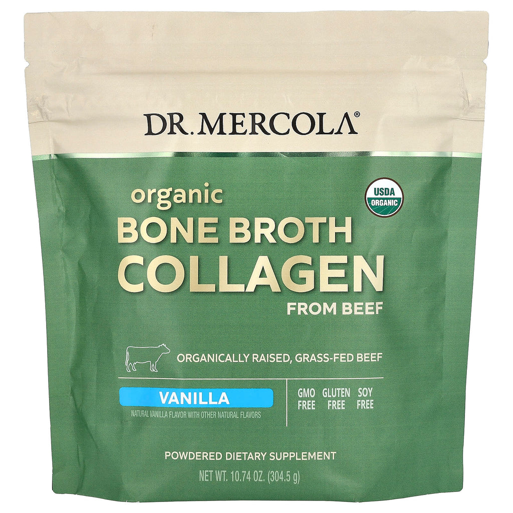 Dr. Mercola, Organic Bone Broth Collagen from Beef, Vanilla, 10.74 oz (304.5 g)