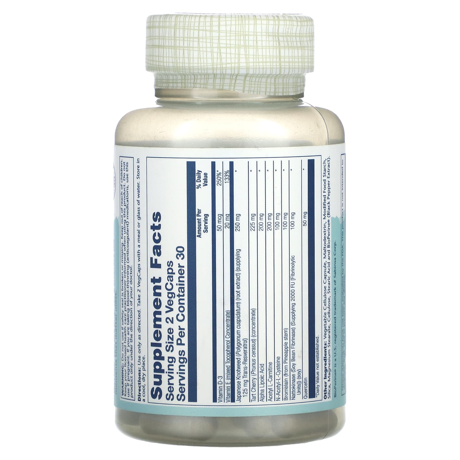 Solaray, Acetyl L-Carnitine Alpha Lipoic Acid, 60 VegCaps