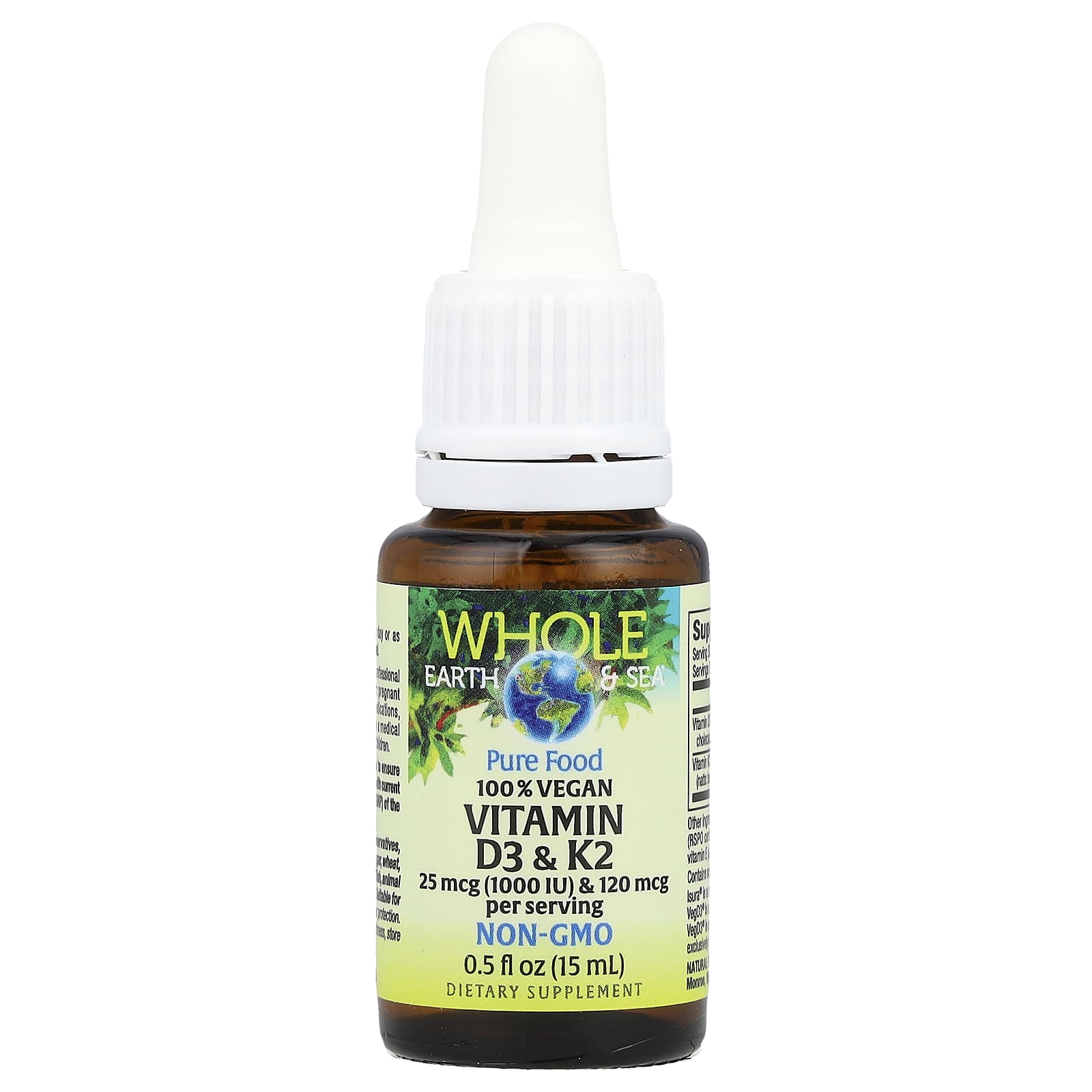 Natural Factors, Whole Earth Sea®, 100% Vegan Vitamin D3 & K2, 0.5 fl oz (15 ml)