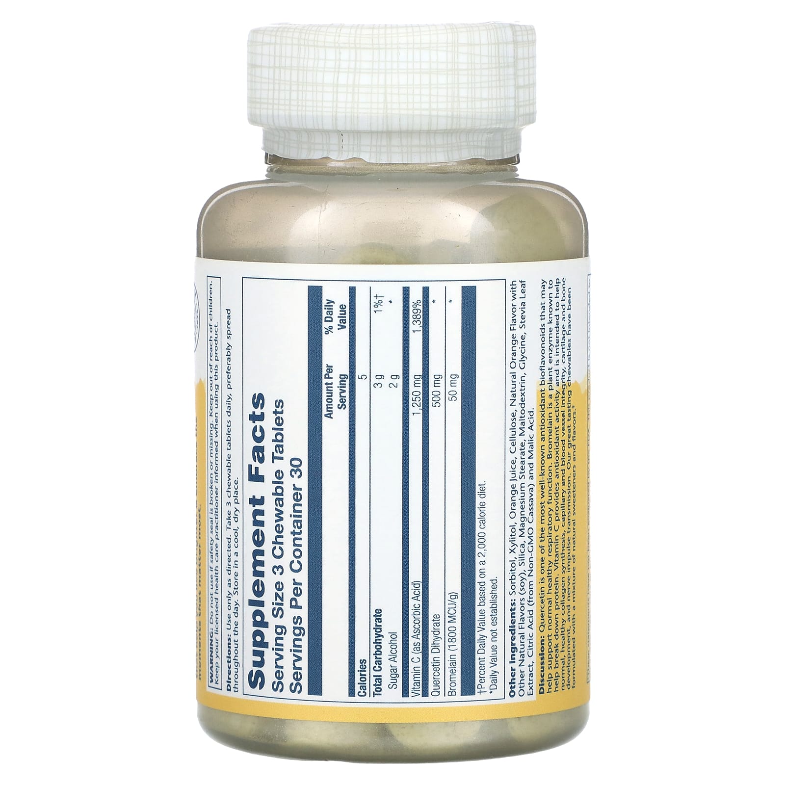 Solaray, Quercetin & Bromelain Plus Vitamin C Chewables, Natural Orange, 90 Chewables