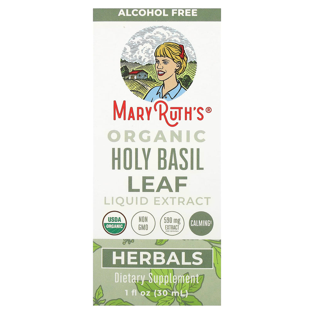 MaryRuth's, Organic Holy Basil Leaf Liquid Extract, Alcohol Free, 590 mg, 1 fl oz (30 ml)