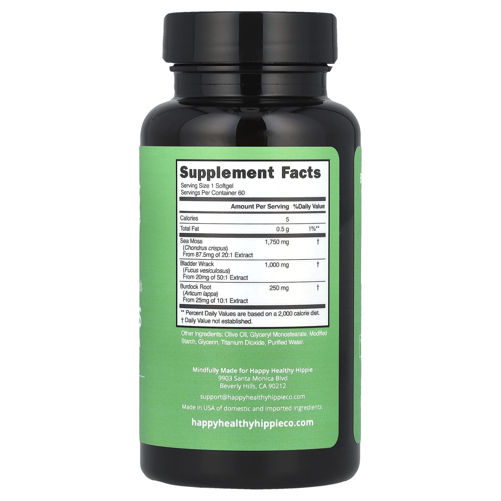 Happy Healthy Hippie, Sea Moss with Bladderwrack and Burdock Root, 60 Veggie Softgels