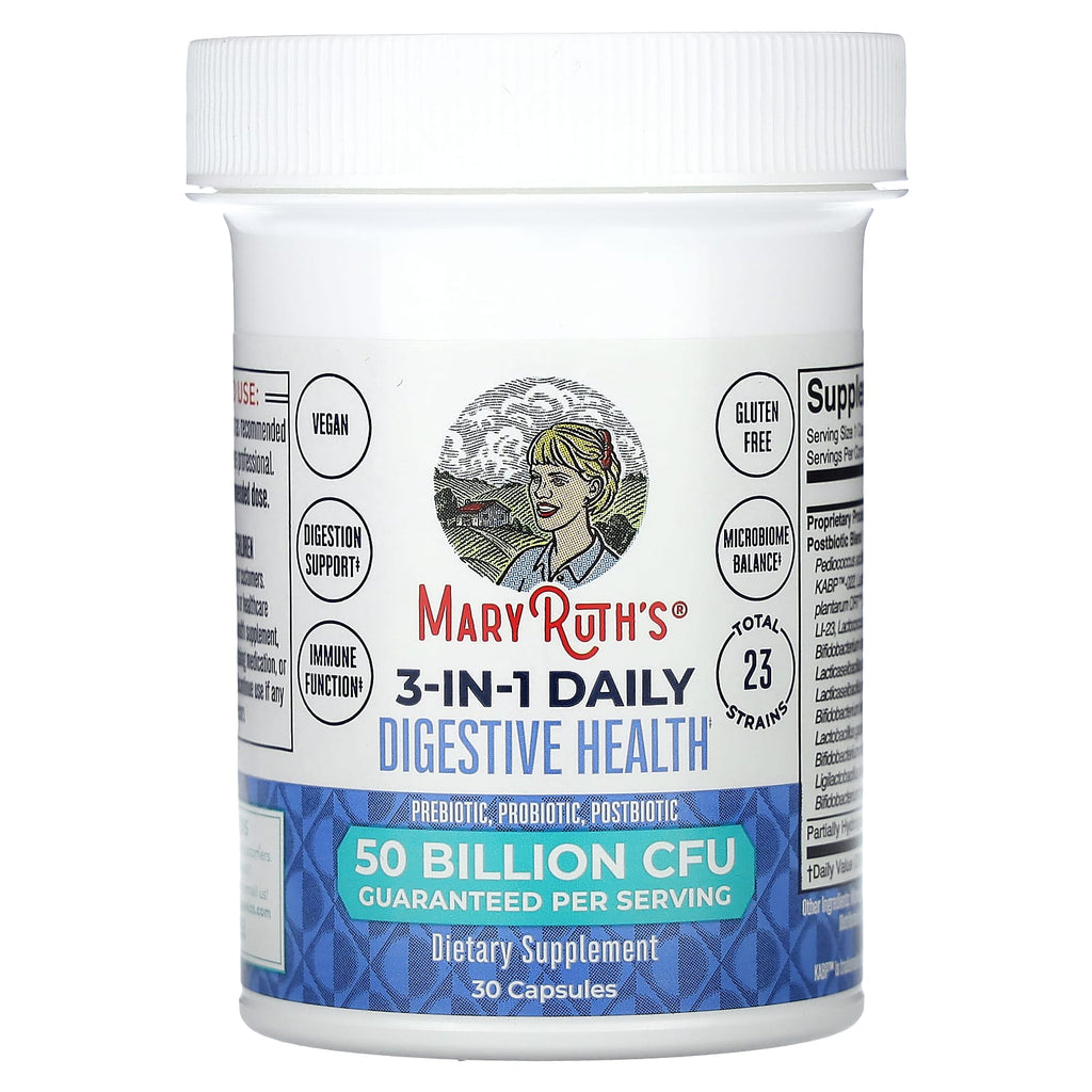 MaryRuth's, 3-In-1 Daily Digestive Health, 50 Billion CFU, 30 Capsules