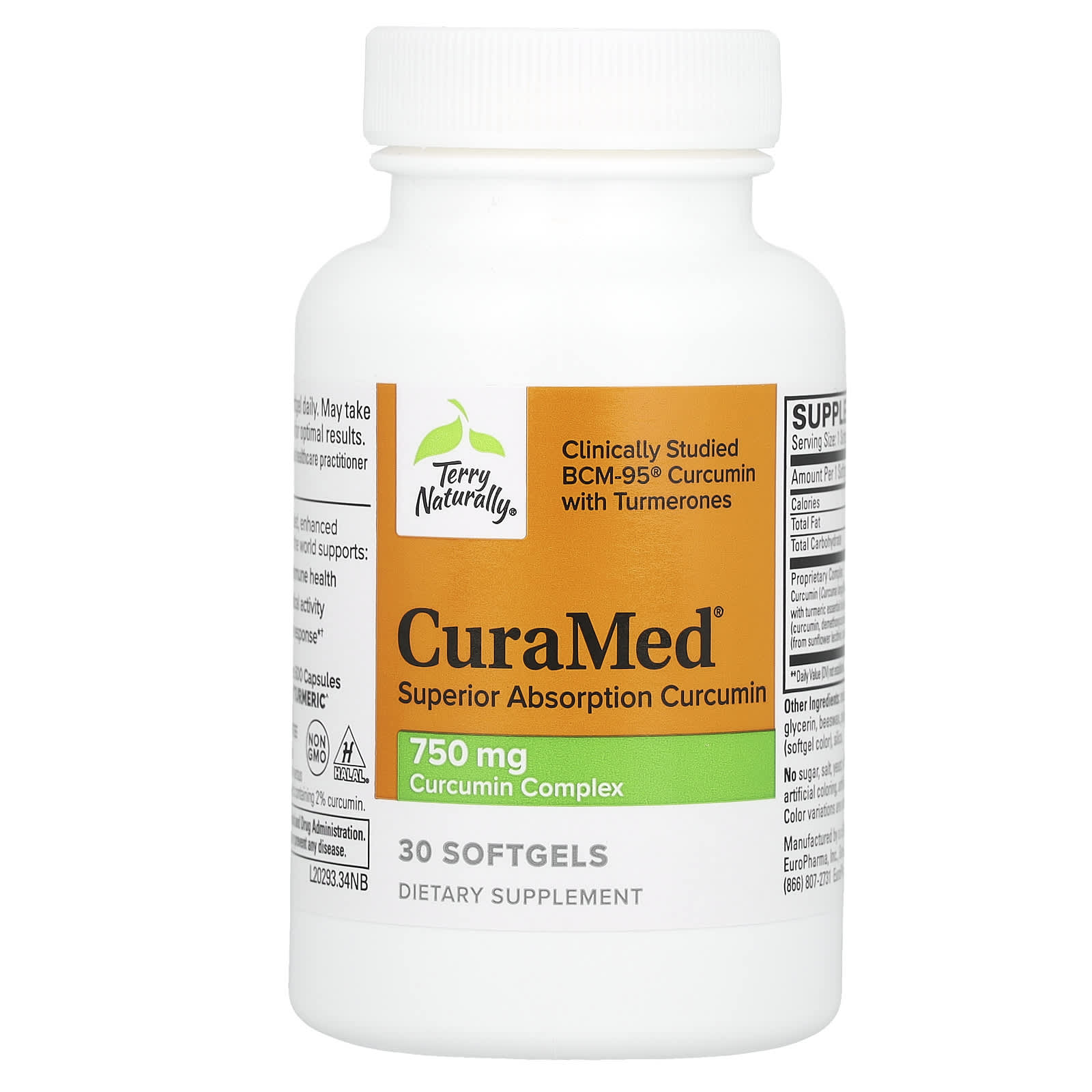 Terry Naturally, CuraMed, Superior Absorption Curcumin, 750 mg, 30 Softgels