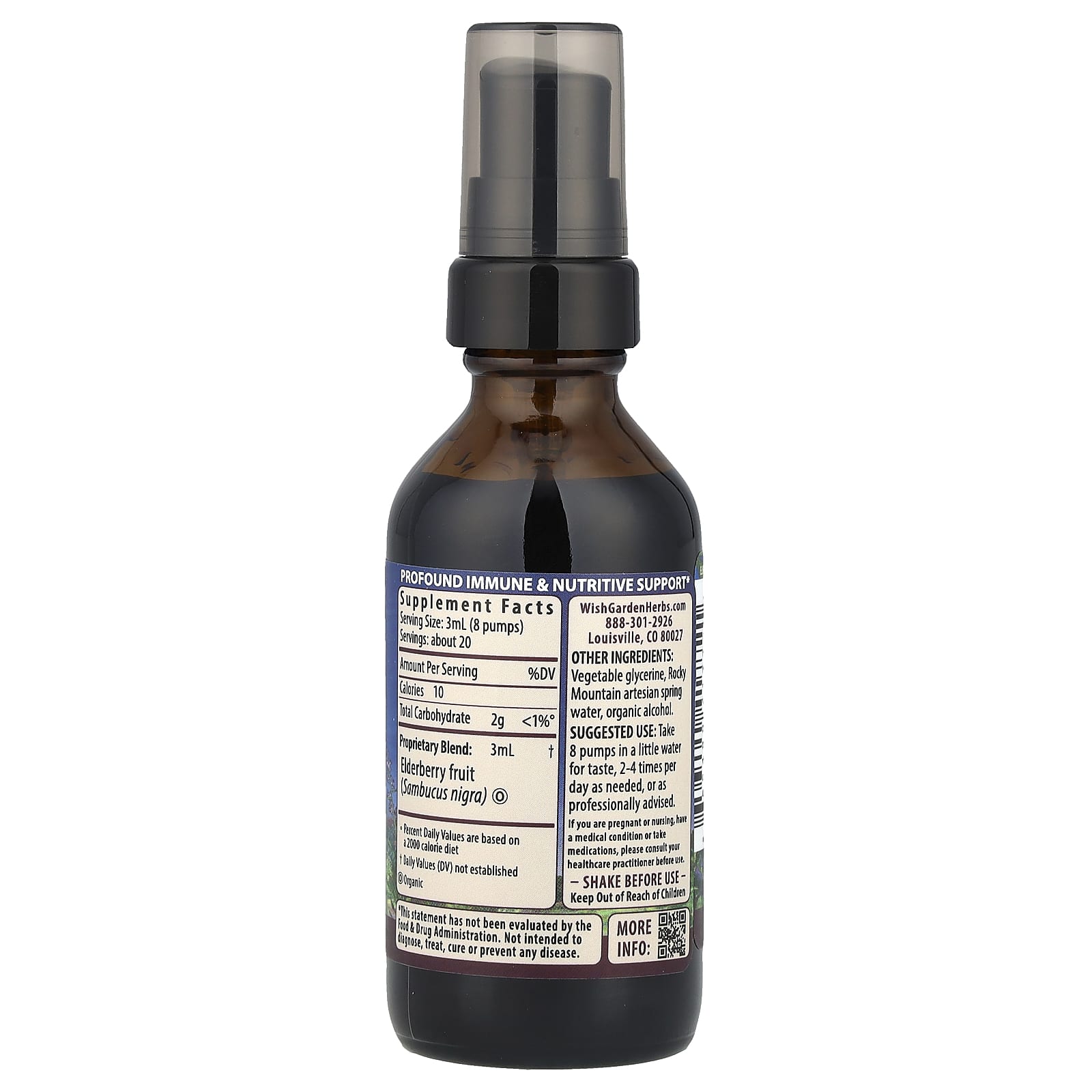 WishGarden Herbs, Elderberry , 2 fl oz (59 ml)