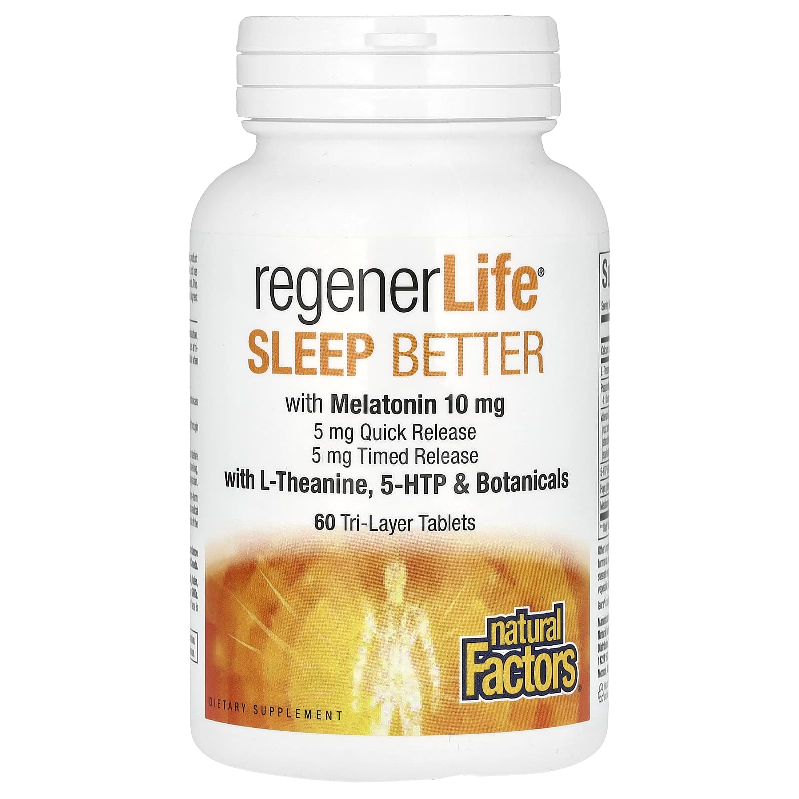 Natural Factors, RegenerLife, Sleep Better with Melatonin, L-Theanine & Botanicals, 60 Tri-Layer Tablets