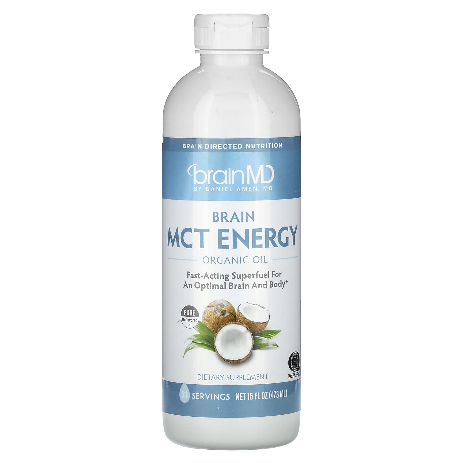 BrainMD, Brain MCT Energy Organic Oil, 16 fl oz (473 ml)