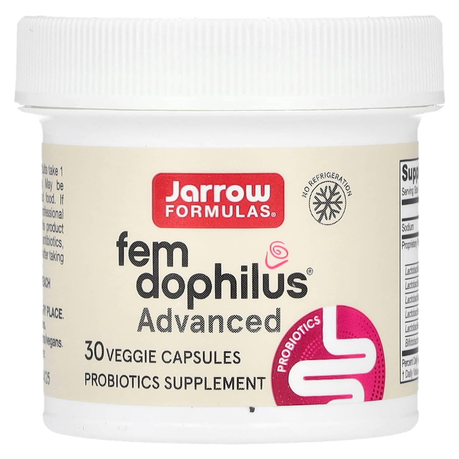 Jarrow Formulas, Vegan Fem Dophilus, Advanced, 10 Billion CFU (250 mg), 30 Veggies Capsules