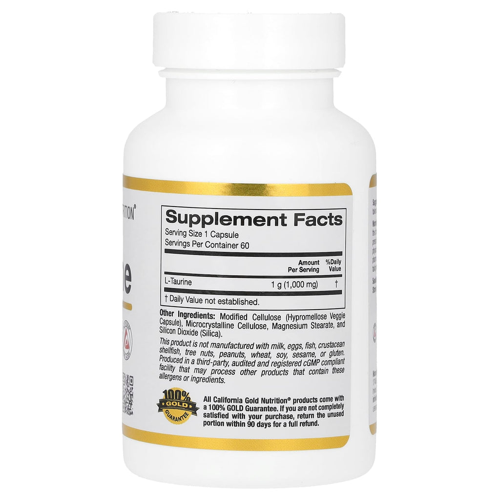 California Gold Nutrition, L-Taurine, 1,000 mg, 60 Veggie Capsules