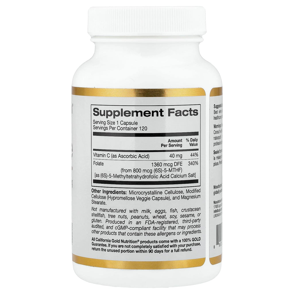 California Gold Nutrition, Methyl Folate and Vitamin C, 120 Veggie Capsules