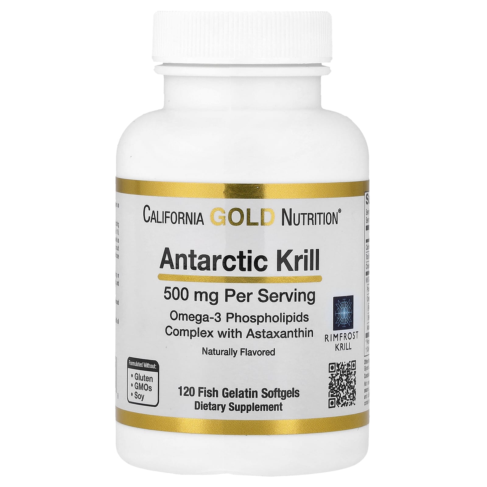 California Gold Nutrition, Antarctic Krill Oil, Omega-3 Phospholipids Complex with Astaxanthin, Natural Strawberry and Lemon, 500 mg, 120 Fish Gelatin Softgels