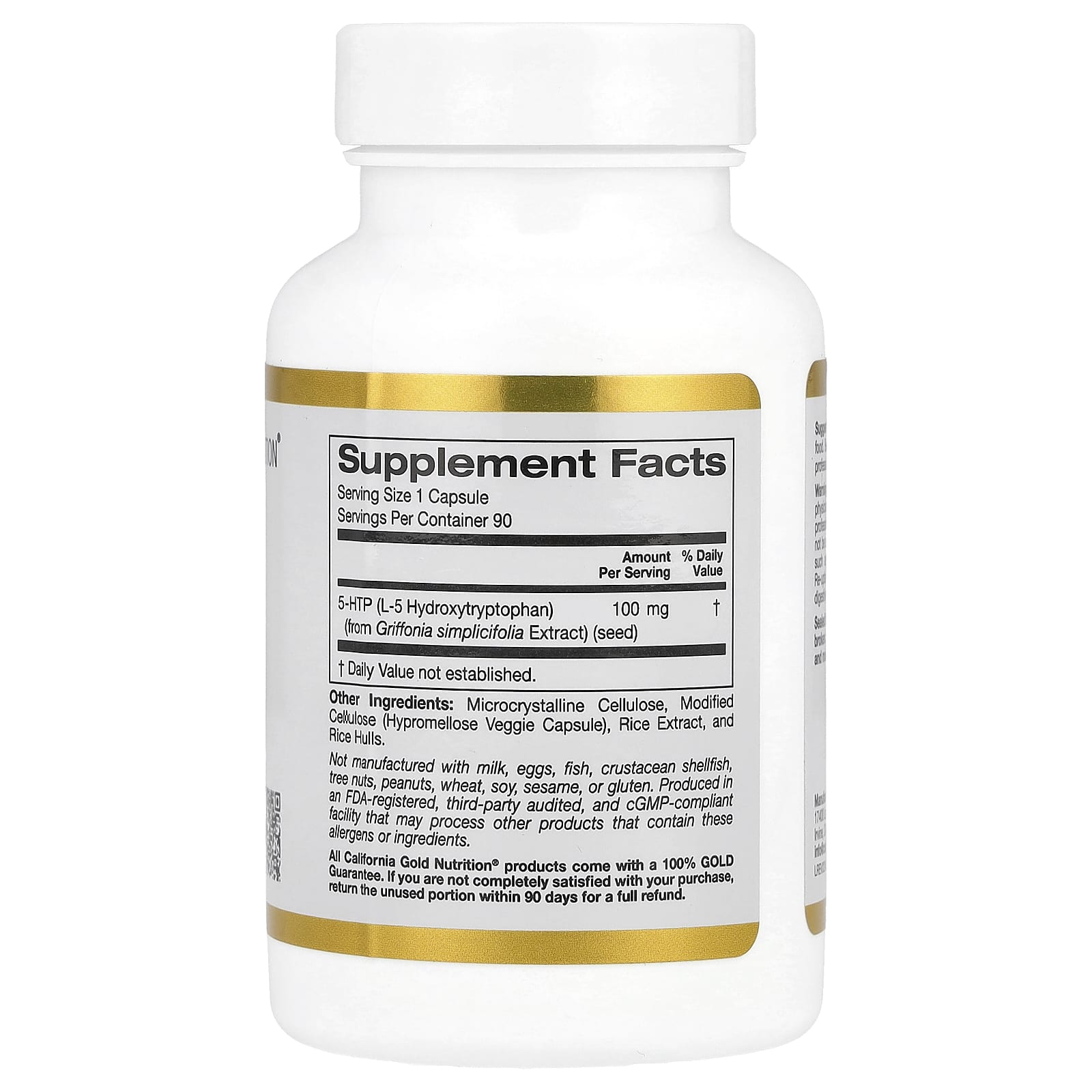 California Gold Nutrition, 5-HTP, Mood Support, Griffonia Simplicifolia Extract from Switzerland, 100 mg, 90 Veggie Capsules