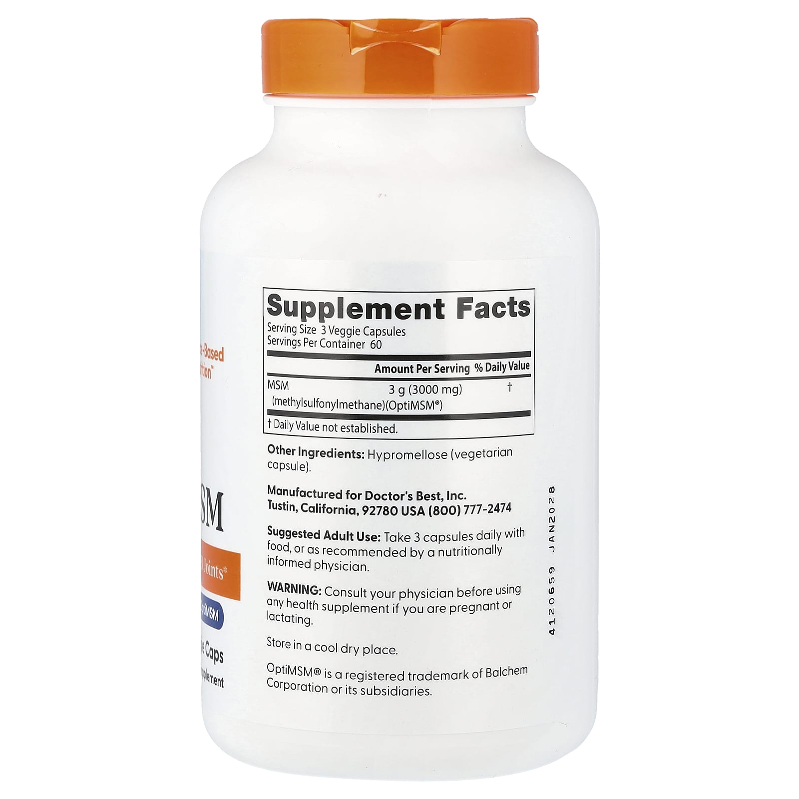 Doctor's Best, MSM, 180 Veggie Caps (1,000 mg per Capsules)