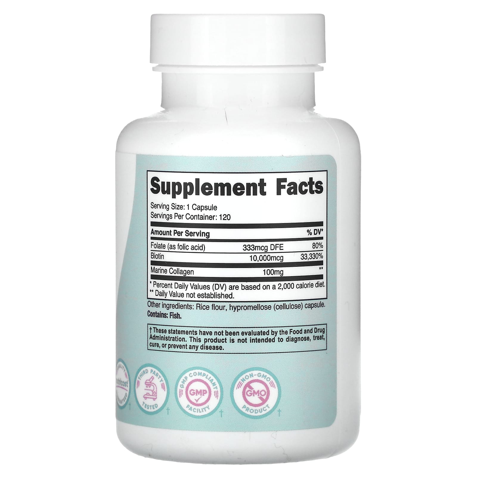 Nutricost, Women, Biotin With Folate & Collagen, 10,000 mcg, 120 Capsules