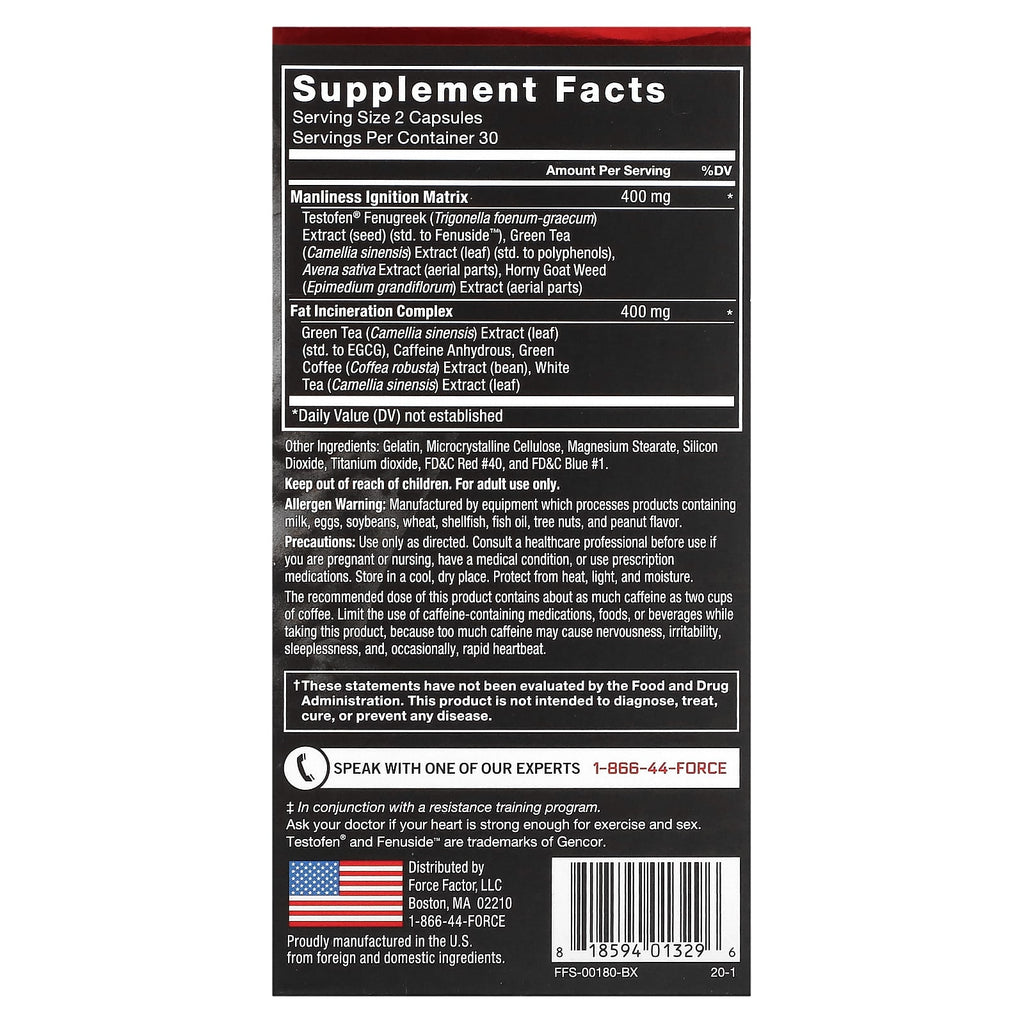 Force Factor, Test X180 Ignite®, 60 Capsules