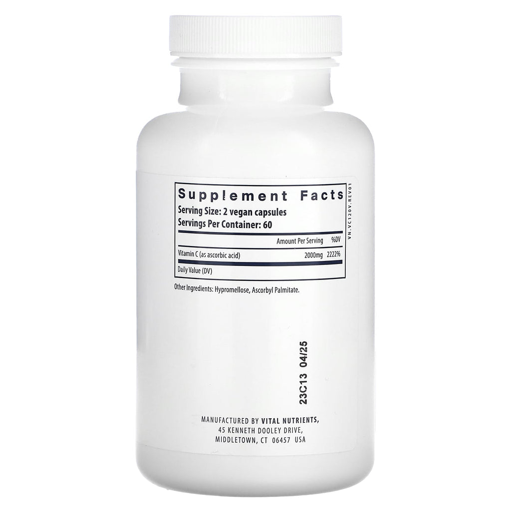 Vital Nutrients, Vitamin C, 120 Vegan Capsules (1,000 mg per Capsule)