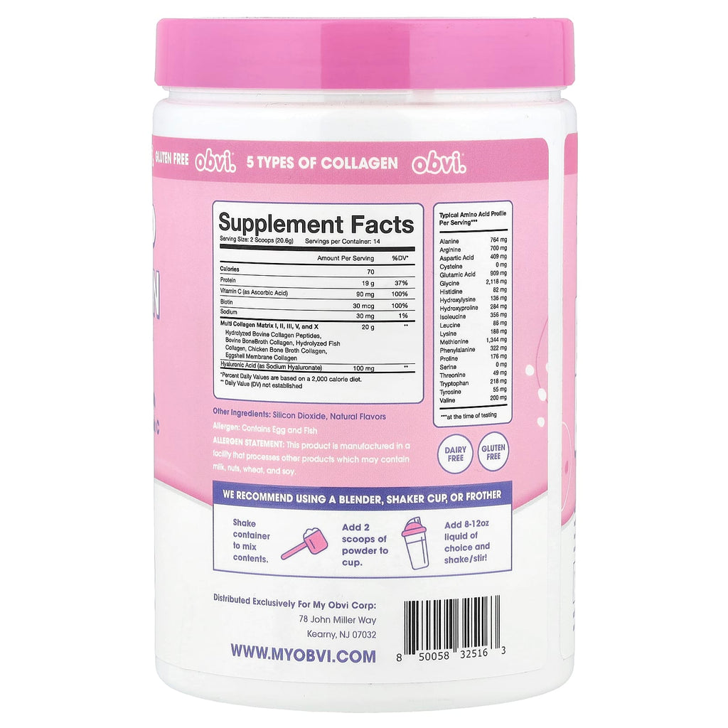Obvi, Collagen Peptides, Unflavored, 10.17 oz (288.4 g)