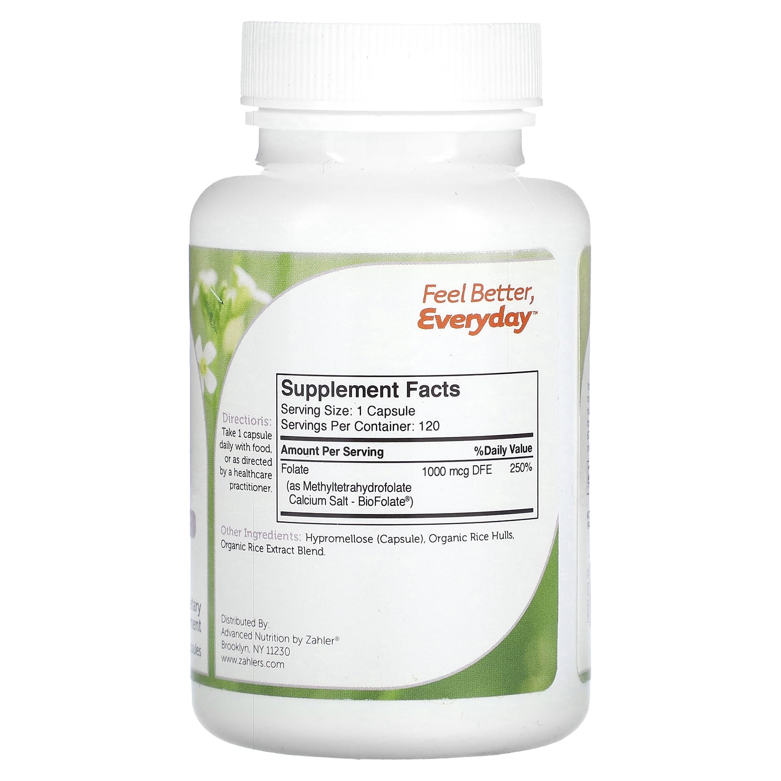 Zahler, Methylfolate, Stable & Active Folate, Supports Healthy Fetal Development, 120 Capsules (1,000 mcg DFE per Capsule)