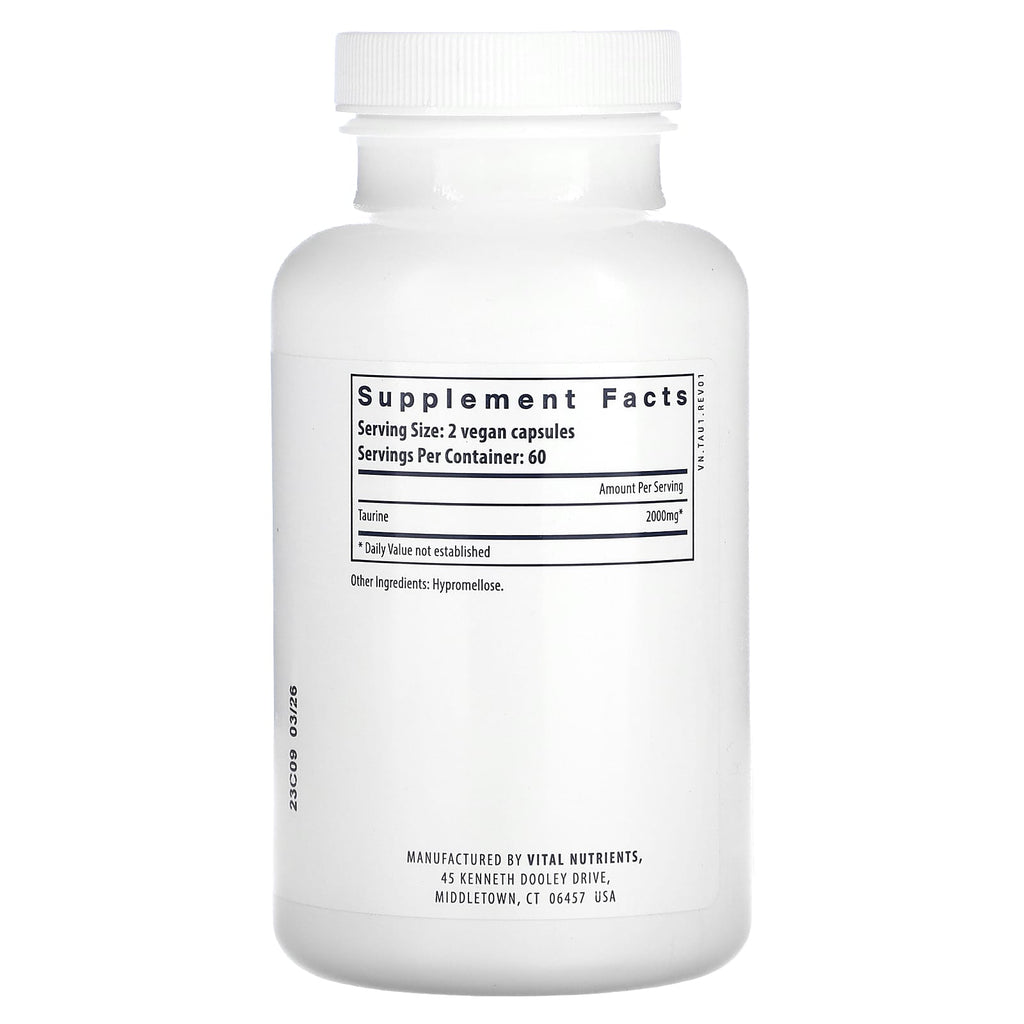Vital Nutrients, Taurine, 120 Vegan Capsules (1,000 mg per Capsule)