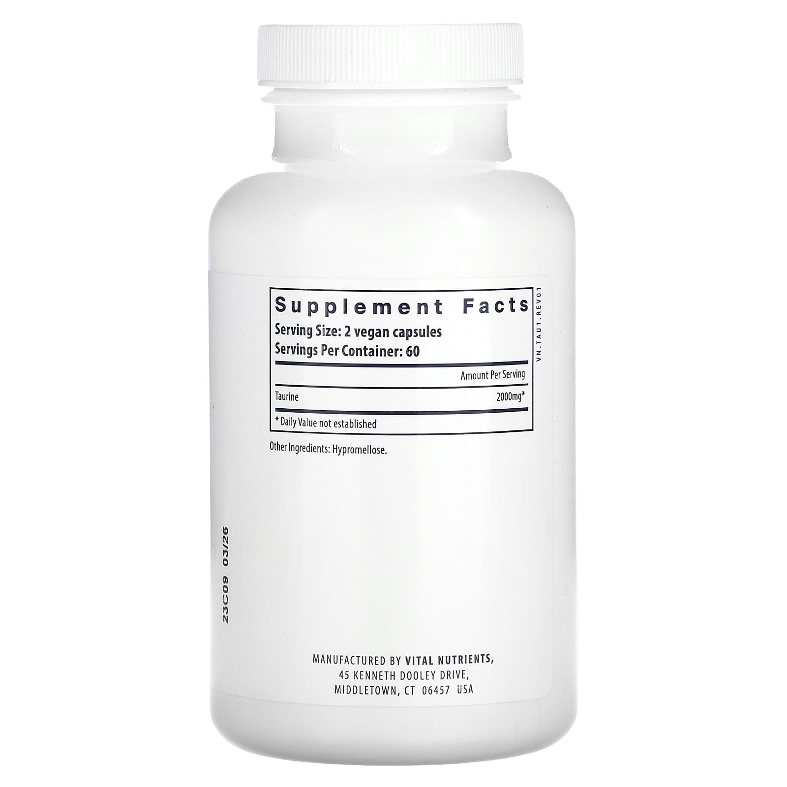 Vital Nutrients, Taurine, 120 Vegan Capsules (1,000 mg per Capsule)