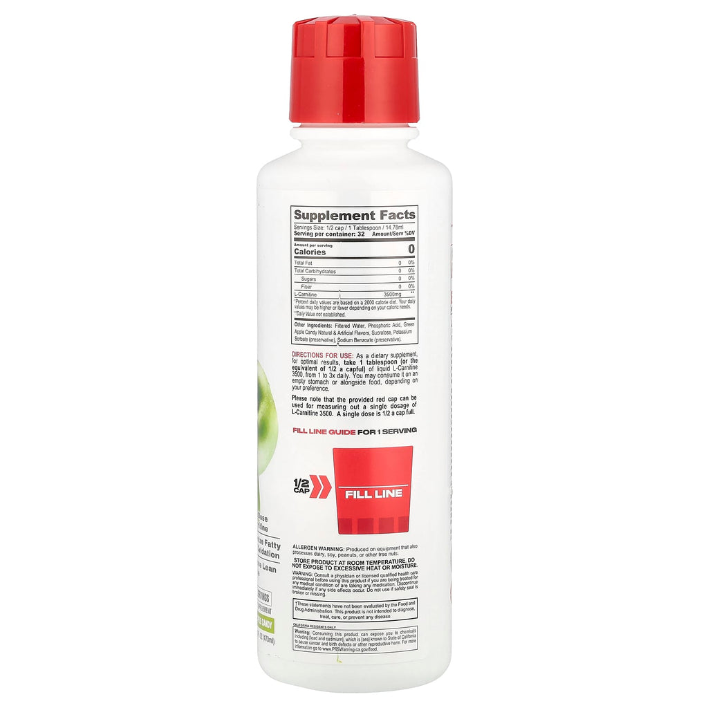 Metabolic Nutrition, L-Carnitine® 3500, Green Apple Candy, 16 fl oz (473 ml)