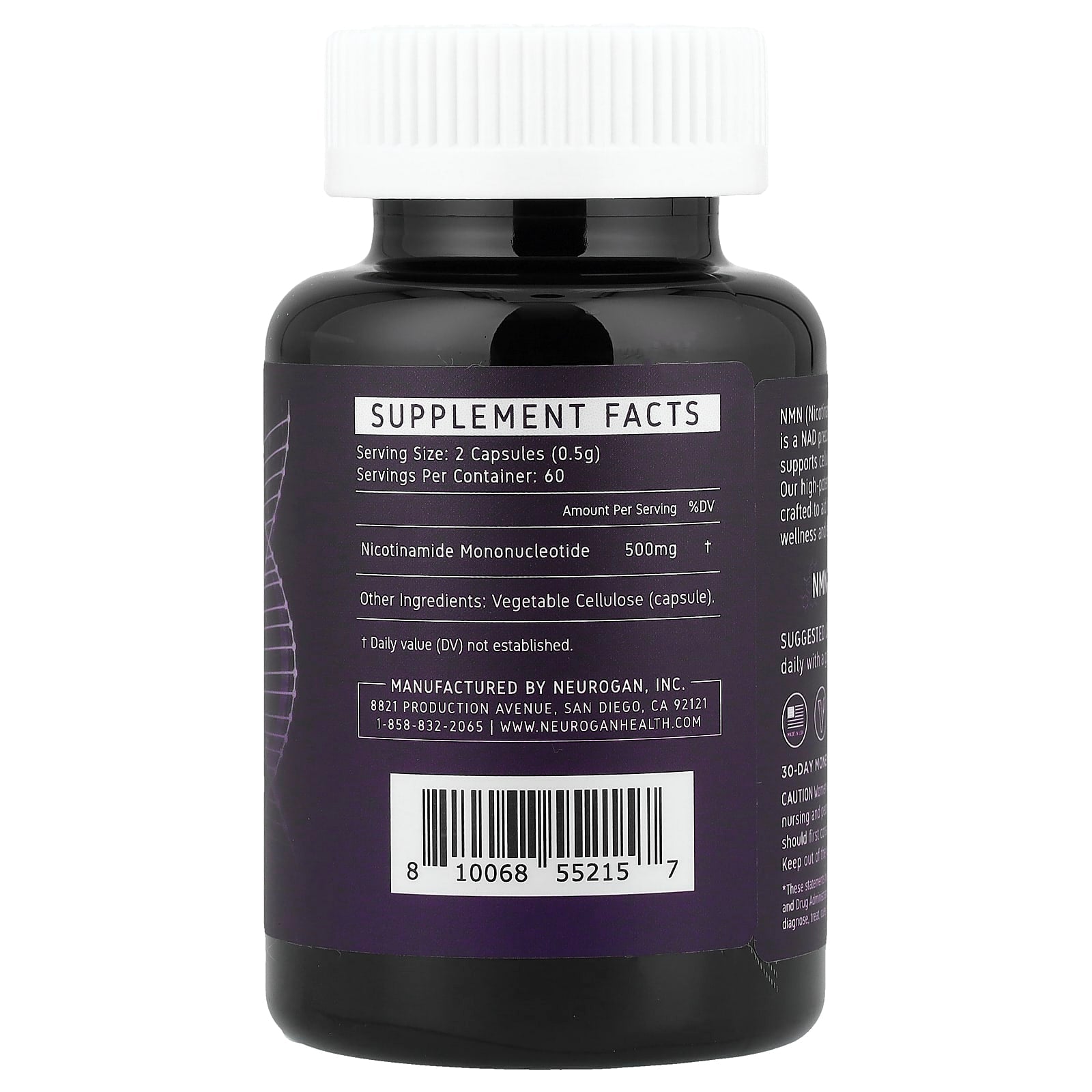 Neurogan Health, NMN, 120 Capsules (250 mg per Capsule)