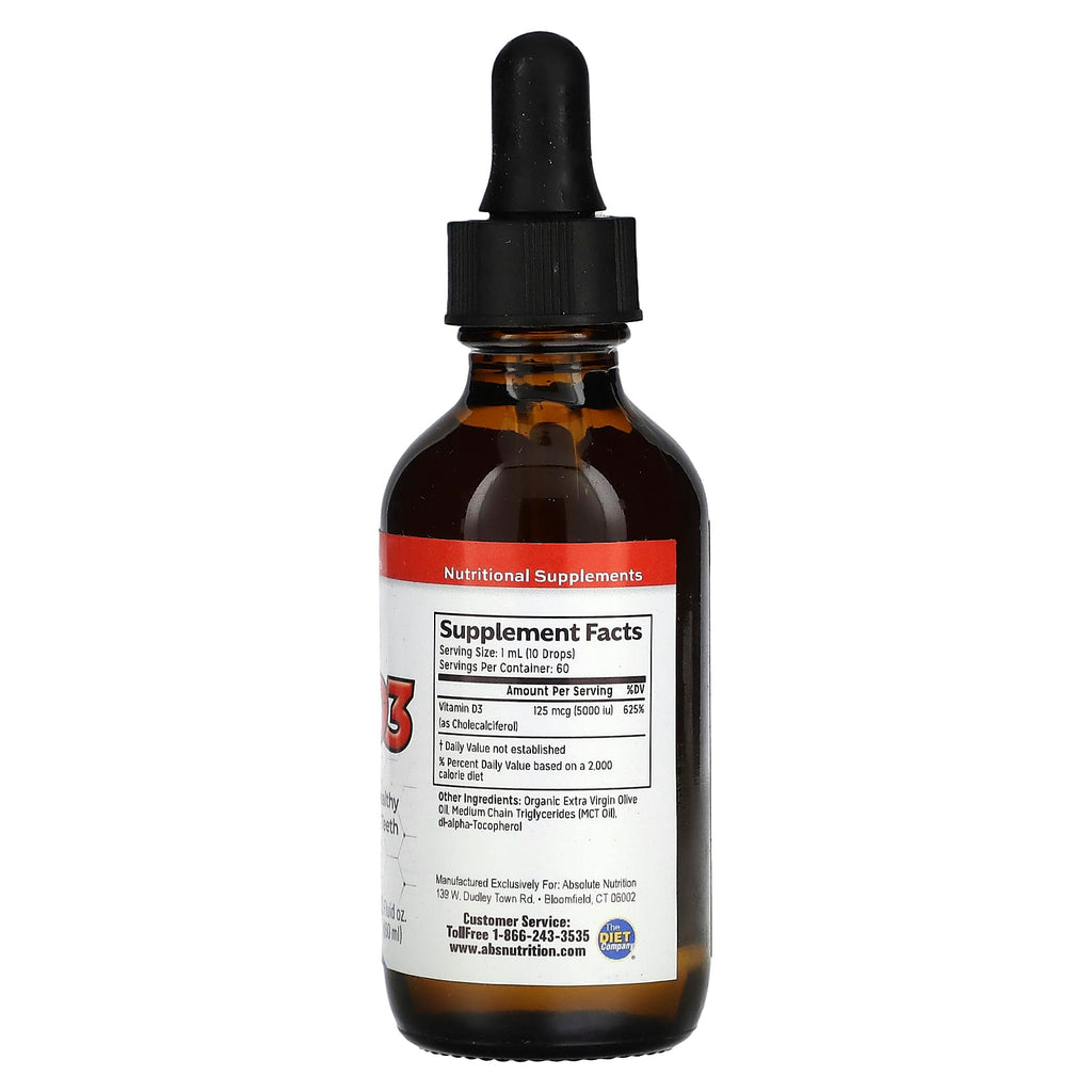 Absolute Nutrition, Vitamin D3 Drops, 5,000 IU, 2 fl oz (60 ml)